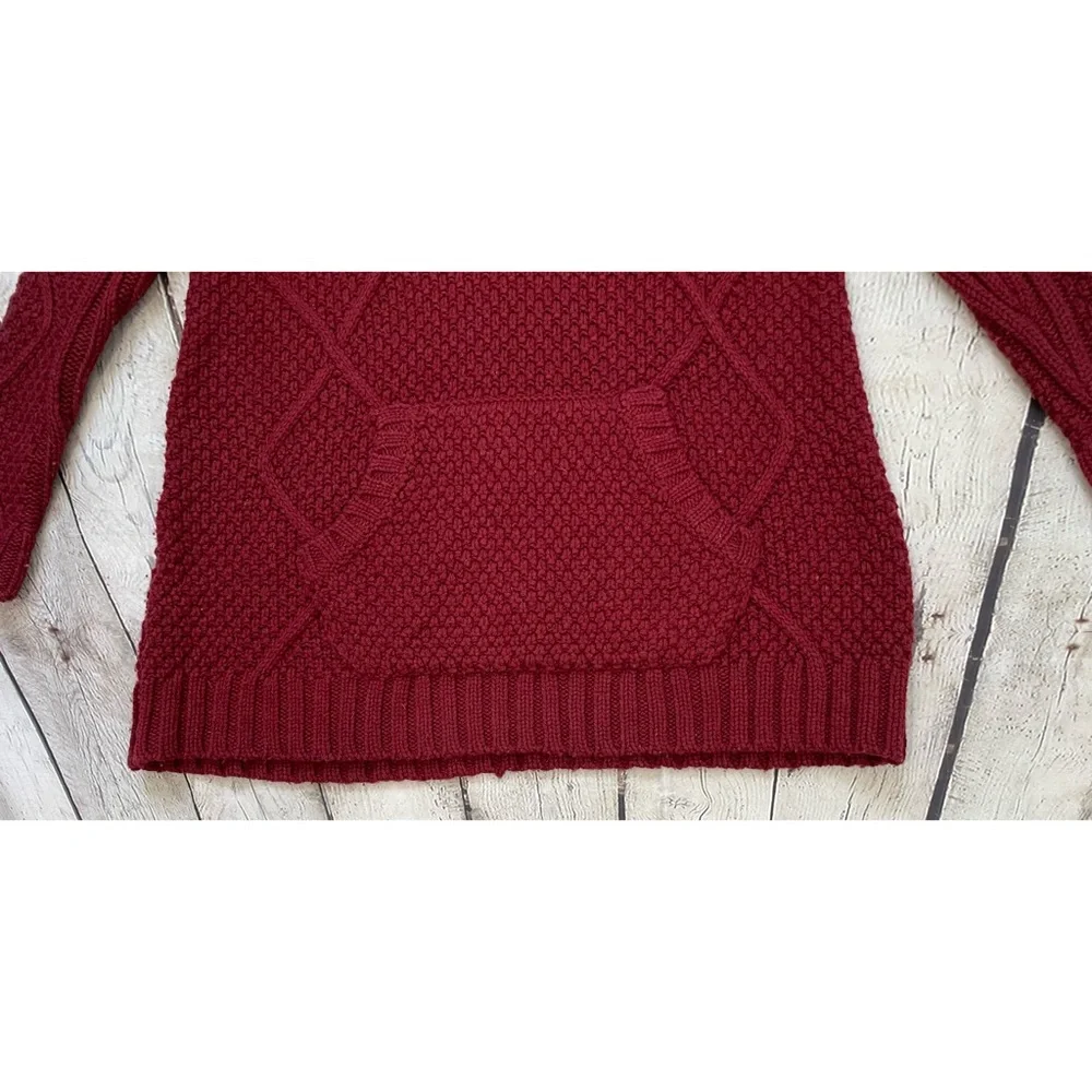Soft Surroundings Maroon Wool Blend Cable Knit Sweater